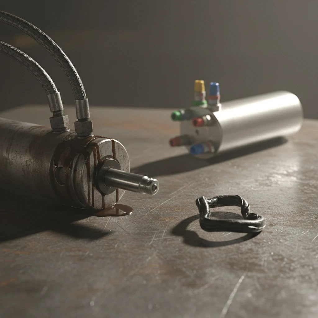 جک هیدرولیک نشتی دار به دلیل خرابی پکینگ