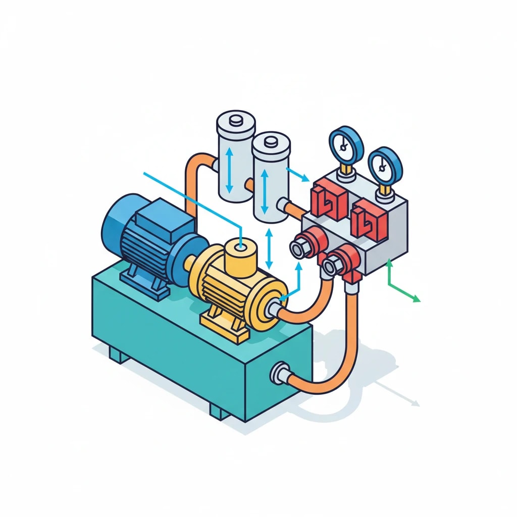 توضیح بصری طراحی و ساخت یونیت هیدرولیک و اصول پایه، مسیر جریان، و اشتباهات ناشی درک نادرست عملکرد سیستم