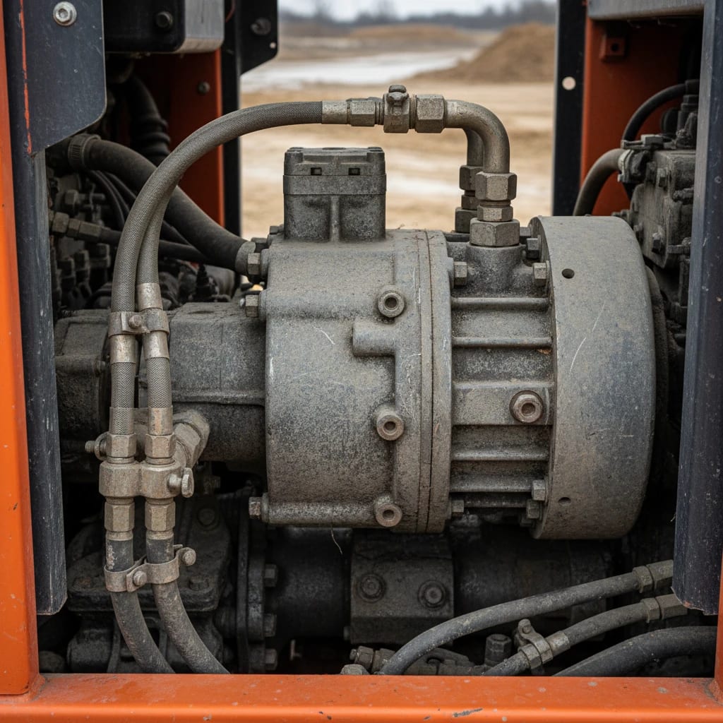 نمونه پمپ هیدرولیک نصب‌ شده در ماشین‌ آلات سنگین