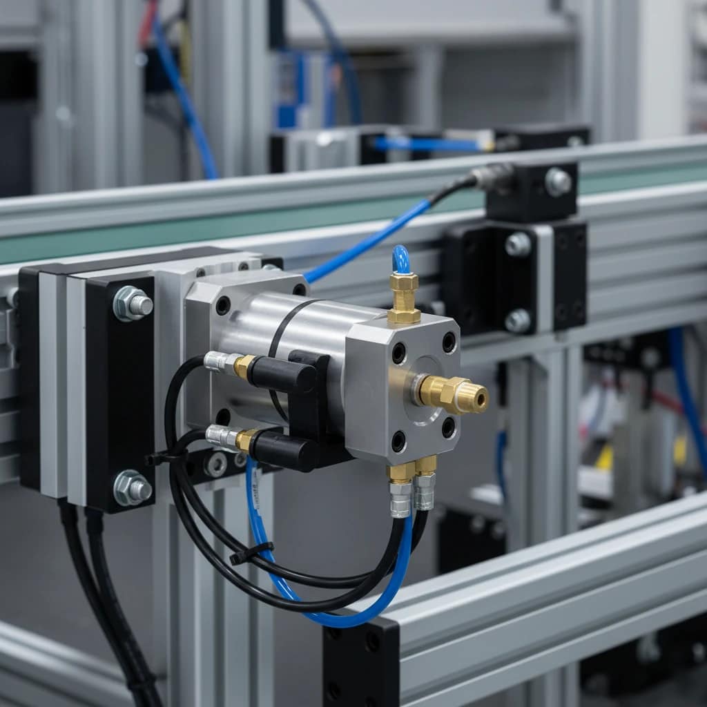 سیلندر صنعتی در حال کار در خط تولید اتوماتیک