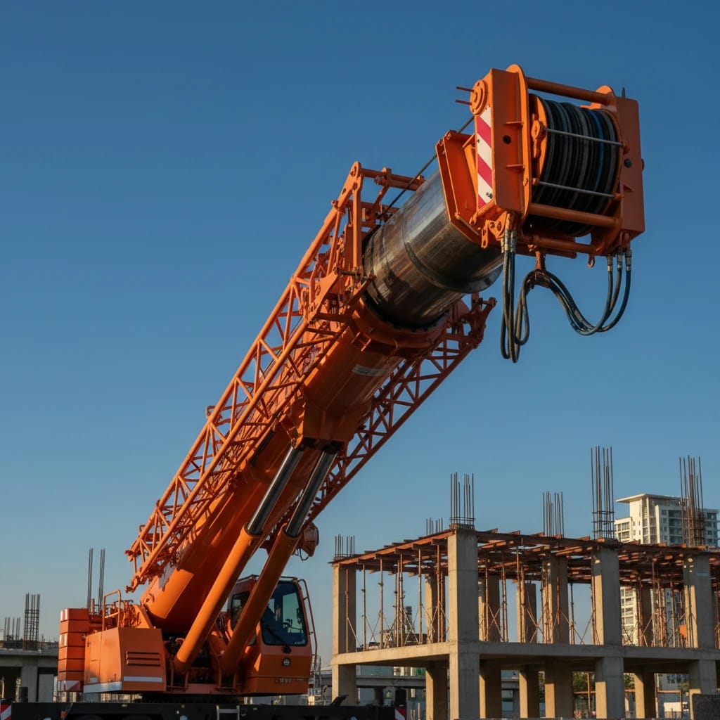 بلند کردن سازه های بزرگ، نمونه ای اصلی از کاربرد جک های تلسکوپی در جرثقیل ها.