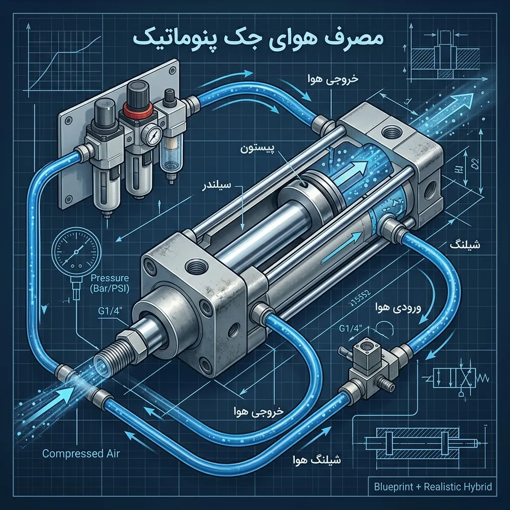 مصرف هوای جک پنوماتیک