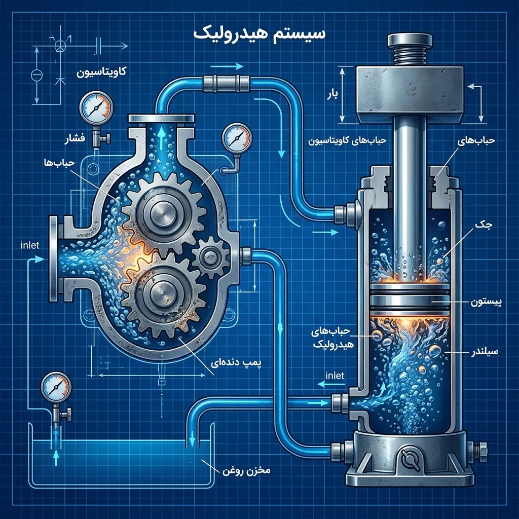 کاویتاسیون پمپ و جک در مدار هیدرولیک